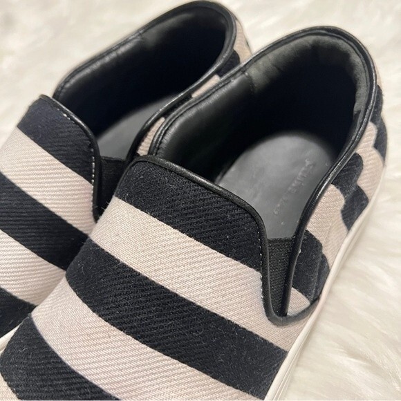 Celine Black/White Striped Canvas Slip On Sneakers - Picture 10 of 16
